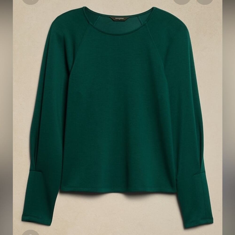 Banana Republic Long Sleeve Scuba Fitted Raglan Top Large NWT